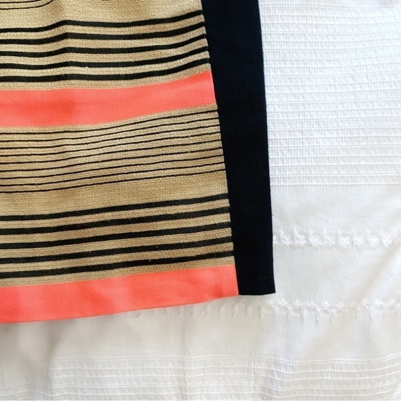 SEA NEW YORK LINEN BLEND BLACK TAN CORAL STRIPED SLEEVELESS SHEATH DRESS - Picture 10 of 12